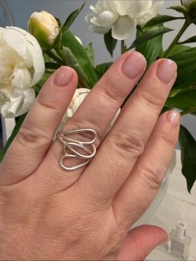 Two Hearts Entwined Sterling Silver Ring